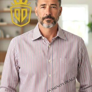 Etro Italy Men's Dress Shirt 46 Multicolor Stripe 100% Cotton Designer Exclusive